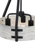 Close-up of Dope Craftsman Style Three Light Indoor Chandelier in matte black and antique ash finish for dining rooms.