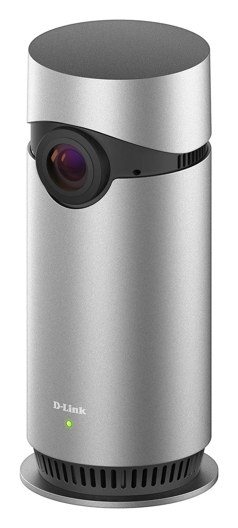 Indoor Home Security Cam With 180 Degree View Full HD 1080p Night Vision Two Way Audio MicroSD Recording Works With Apple HomeKit Easy Voice Control For Scene Creation, silver cylinder design, single camera close-up