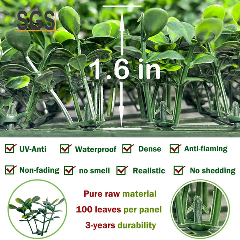 Ultra Dense Faux Boxwood Wall Panels 10-Inch By 10-Inch Set Of 10 Real Privacy For Outdoor Fences UV Resistant Greenery Backdrop