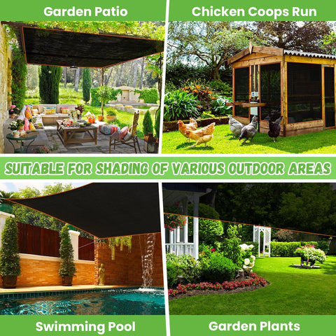 Ninety Percent Shade Cloth For Garden Greenhouse Patio And Backyard With Reinforced Grommets Six Point Five By Ten Feet UV Resistant Sun Block Mesh For Plants Pergola Chicken Coop in various outdoor settings