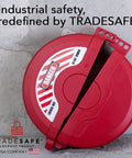 Gate Valve Lockout Device For Five To Six And A Half Inch Handles, OSHA Compliant Gas Lock displayed against concrete wall