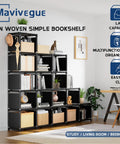 18 Cube Extra Large Book Shelf DIY Cube Storage Organizer For Bedroom Living Room And Home Office In Black Finish displayed in room