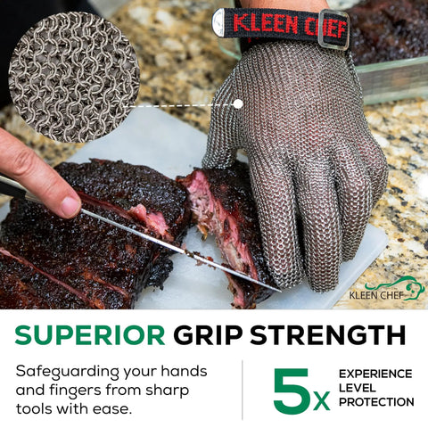 Stainless Steel Cut Resistant Glove For Meat Handling And Food Prep Tough As Nails Heavy Duty Chainmail Butcher Glove With Adjustable Buckle