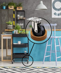 Small Furniture Wheel Caster Cups With Grippy Rubber Grip Set Of 4 1-3/4 Inch Round Floor Protectors visible under a chair leg