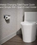 Vertical Toilet Paper Holder From Avid Collection Easy Quick Change Design For Fast Toilet Paper Replacements on bathroom wall