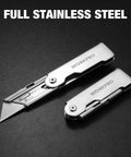 Three Piece Quick Change Folding Pocket Utility Knife Set With Belt Clip For Easy One Hand Blade Swaps And Pro Grade Blade Compatibility