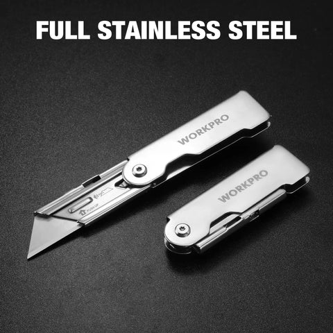 Three Piece Quick Change Folding Pocket Utility Knife Set With Belt Clip For Easy One Hand Blade Swaps And Pro Grade Blade Compatibility