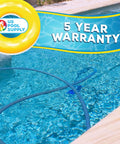 Pro Grade Heavy Duty 1.5 Inch 30 Foot Spiral Wound Pool Vacuum Hose with Kink Free Swivel Cuff installed in pool