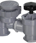 Front view of Irritrol 2709PR anti-siphon manual irrigation valve, 1-inch, gray plastic with black knob