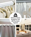 Heavy Duty Ceiling Curtain Track Set With Ceiling And Wall Mounts, No Fuss Setup, supports various curtain styles in living room