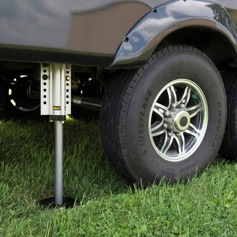 Ground Control 3.0 Automatic 5th Wheel RV Leveling System Front Hall Effect Jack Replacement For Right Or Left Leg, 5,000-Lb Load Capacity installed.