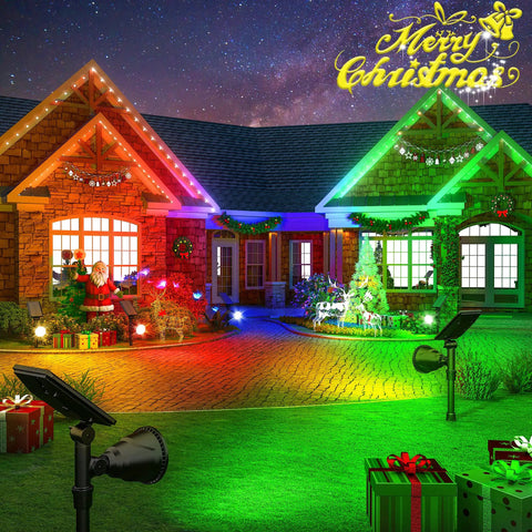 Solar Outdoor Lights 4 Pack Colorful Landscape Spotlights With 9 Lighting Modes Waterproof Garden Pathway Lights For Backyard Patio Pool Yard Halloween Christmas Decor