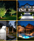 Outdoor Solar Spot Lights With 118 LED IP67 Weatherproof Landscape Pathway Lights auto on off 4 modes illuminated garden and patio