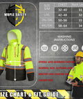 Kickass High Visibility Safety Rain Jacket For Men And Women With Breathable Mesh Lining And Full Reflective Strips Lightweight Waterproof Work Gear Tough As Nails Protection size chart and fit guide