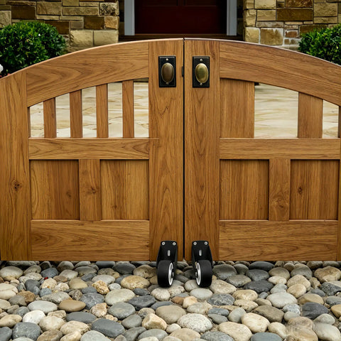 Heavy Duty 2 Inch Anti Sag Gate Wheel Set Of 4 To Straighten Up Saggy Fences Restore Smooth As Butter Glide Action On Chicken Coops Sheds And Barn Doors For Easy Backyard Projects on wooden gate.