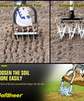 Comparison of Heavy Duty Rotary Cultivator For Gardening With Long Handle showing soil penetration depth with easy grip handle.