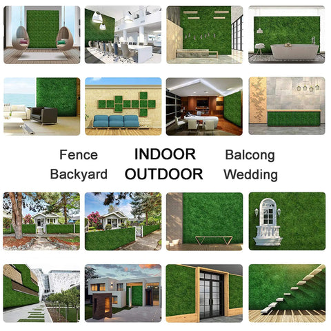 Thick Fake Boxwood Panels 12 Pack 20 by 20 Inches Privacy Hedge Screens for Outdoor and Indoor Use in various settings