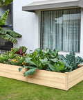 Wood Raised Garden Bed 8x4 Ft With 15 Inch Depth Open Base Planter For Vegetables Herbs And Flowers Durable Outdoor Box