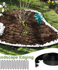 40 Ft Landscape Edging Border With 50 Anchoring Spikes 4 In Tall Plastic Garden Barrier for lawn and flower beds, black roll