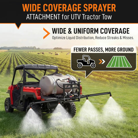 Wide Coverage Boom Sprayer Wand With Four Nozzles For Lawn Big Yard And Farm Use Brass Fittings ATV UTV Tow Behind Sprayer Kit