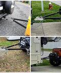 Beefed Up Tow Bar With Quick Connect Brackets And Safety Chains 2 Inch Hitch Ball 5500 Lb Towing Capacity 41 Inch Opening Bumper Mounted Universal Towing Bar For RV Car Trailer Truck Alloy Steel attached to Jeep and RV bumper
