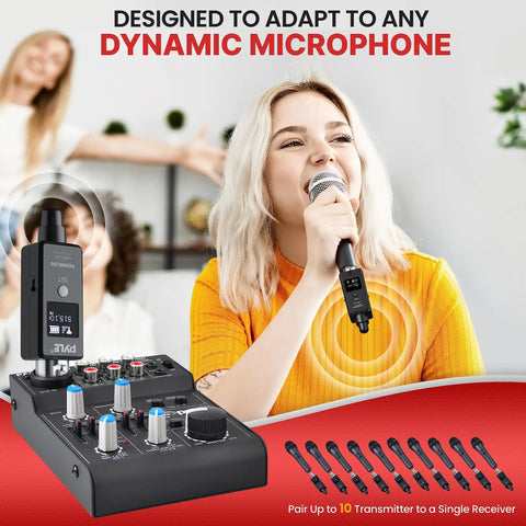 UHF Wireless XLR Adapter System With Transmitter And Receiver For Dynamic Microphones And Music Sources, USB Rechargeable