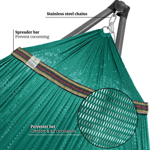 Combo Hammocks With Stand For Outdoor And Indoor Use, Heavy Duty 600 Lbs Capacity, 2 Person Set in Peacock with Stainless Steel Chains