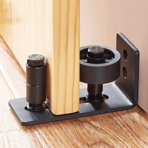 Sliding Barn Door Floor Guide Kit With Adjustable Wall Mount Stay Roller Non Scratch Rollers Flush Bottom 8 Setup Options Black