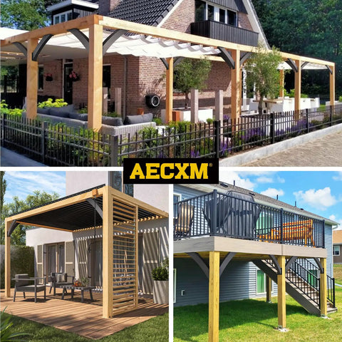 Beefy Heavy Duty Arc 45 Degree Angle Support Brackets Set for Wood Frames installed in gazebo and deck structures