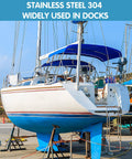 Stainless steel 304 used in docks with a boat on a lift in a marina setting, showcasing durable marine application.