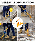 Heavy Duty Manual Rebar Bender Tool For 5/8 Inch Steel Bar And Rope Bending with anti skid grip gloves in use on construction site.