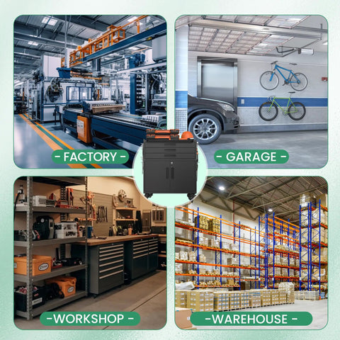 Heavy Duty Metal Rolling Tool Cabinet With Pegboard And 10 Hooks in factory, garage, workshop, warehouse settings