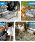 Slick Automatic Dog Water Dispenser With Hella Sturdy Two Gallon Stainless Steel Bowl For Indoor Outdoor Setup and Dead Simple Livestock Hydration Fitting Standard Faucet Adapters in use with pets, poultry, and livestock.