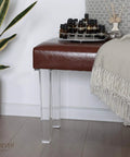 Bench with 16 Inch Clear Acrylic Furniture Leg Set Of 4 For Coffee Tables Desks And Benches Modern Transparent Replacement Legs Square Style Super Durable DIY Friendly Mounting Mid Century Vibe Fits Many Furniture