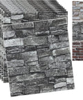 20 Pack 3D Wall Panels Peel And Stick Foam Brick Wallpaper Self Adhesive Faux Stone Wall Panels Black 3D Brick Tiles