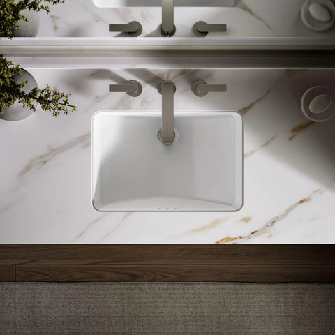 Slick Undermount Bathroom Sink Crafted From Premium Vitreous China With Glossy White Finish And Deep Curved Basin For Seamless Counter Install And Legit Spa Vibes To Upgrade Your Daily Bathroom Setup Today