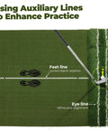 Real Feel Golf Hitting Mat Pro Grade With Large Double Turf for Indoor and Outdoor Practice showing sight line and angle guide.