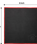 Black 8x8 inch microfiber cleaning cloth with red edge for glasses lenses and screens, part of an Extra Large Microfiber Cleaning Cloths 8 Pack.
