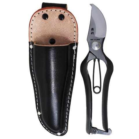 Heavy Duty 8 Inch Japanese Pruning Shears For Gardening with Leather Sheath, Hand Forged Japanese Carbon Steel, Made In Japan