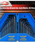 30-Piece Hex Key Set With Long Arm SAE And Short Arm Metric Allen Wrenches, Durable Storage Case