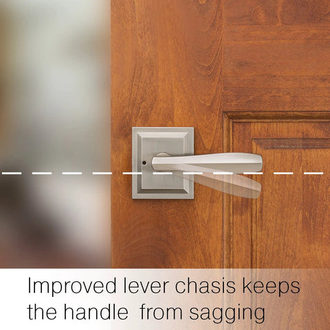 Interior Privacy Door Lever Handle With Reversible Operation For Bedroom Or Bathroom Satin Nickel Finish Microban Protection Keyless