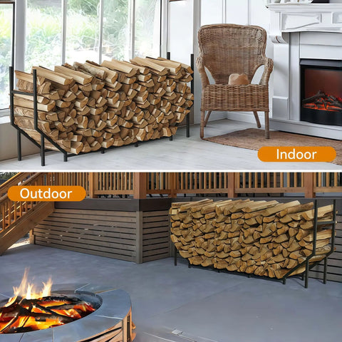 Six Foot Outdoor Firewood Rack Heavy Duty Metal Wood Holder Built For Up To 880 Lbs One Quarter Cord Capacity