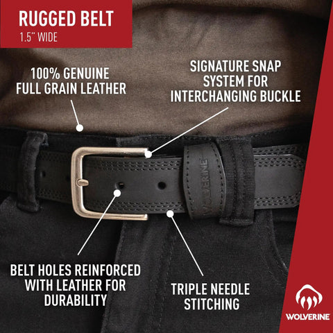 Full Grain Leather Work Belt For Men, Rugged Brown Heavy Duty Belt With Triple Stitching, Built To Last Durable Construction For Trades, 34 Inch Waist, Worksite Ready Comfort And Reliability On The Job