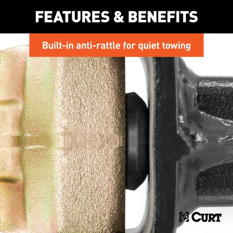 Beefed Up Adjustable Trailer Hitch Ball Mount 2 Inch with anti-rattle feature for quiet towing on side view