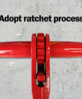 Close-up of a red ratchet mechanism, part of 4 Pack Ratchet Load Binders With 2 Grab Hooks For 5/16 To 3/8 Grade 70 Transport Chain