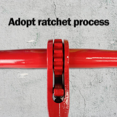 Close-up of a red ratchet mechanism, part of 4 Pack Ratchet Load Binders With 2 Grab Hooks For 5/16 To 3/8 Grade 70 Transport Chain