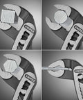 Alligator Water Pump Pliers XL 16 Inch Beefy Grip Self Locking for Pipes and Nuts demonstrating grip angles on various objects