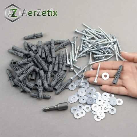 Heavy Duty Nylon Wall Anchor Kit With Collar Dowels 8x40mm, Bottom Screws 5x40mm, M5 Washers displayed with hex socket