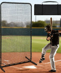 Pitching Screen For Batting Cage With Portable Bag, Heavy Duty 7x4 Ft Net Shield For Baseball And Softball Practice