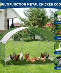 Beefy Large Walk In Chicken Coop With Galvanized Steel Frame All Weather PU Canopy And Round Top Roof Predator Proof Outdoor Hen House
